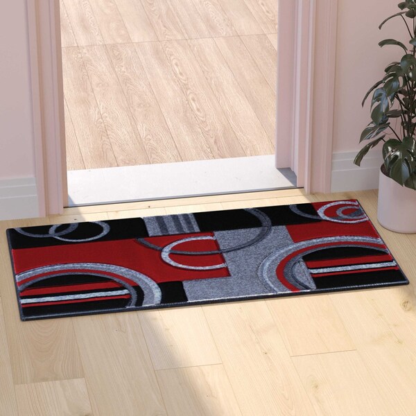 Flash Furniture Red 2' x 3' Geometric Abstract Area Rug - KP-RG953-23-RD-GG