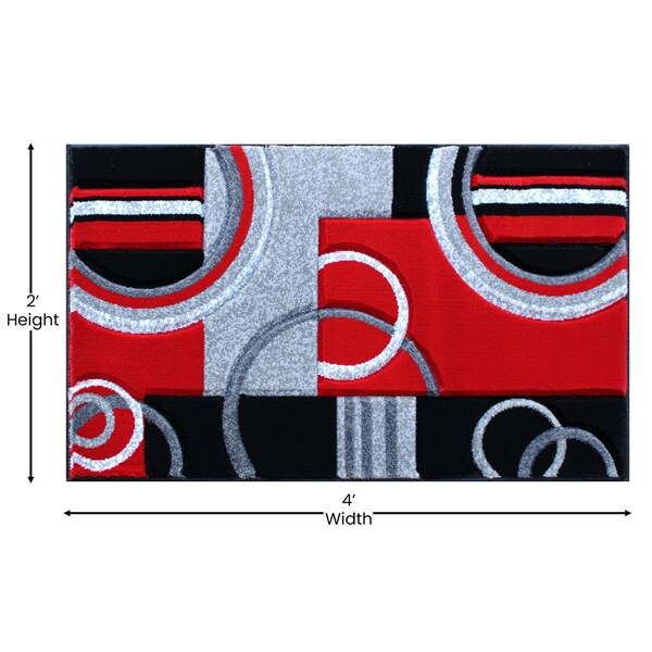 Flash Furniture Red 2' x 3' Geometric Abstract Area Rug - KP-RG953-23-RD-GG