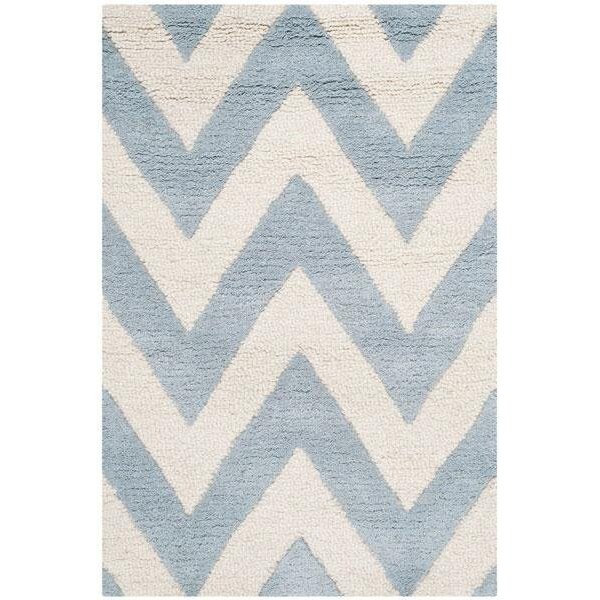 Safavieh Cambridge Hand Tufted Accent Rug- Light Blue - Ivory- 2 x 3 ft. - CAM139A-2