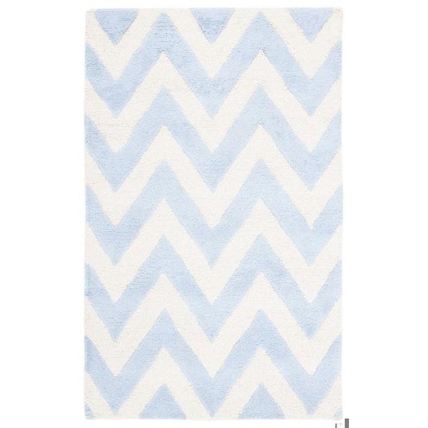 Safavieh Cambridge Hand Tufted Accent Rug- Light Blue - Ivory- 2 x 3 ft. - CAM139A-2