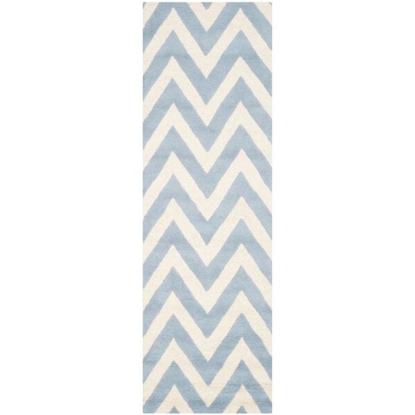 Safavieh Cambridge Hand Tufted Accent Rug- Light Blue - Ivory- 2 x 3 ft. - CAM139A-2