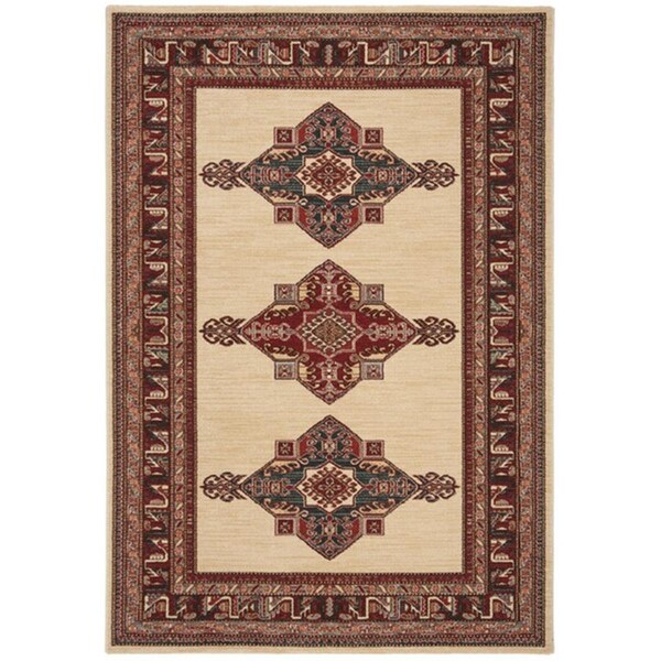 Safavieh 6 ft. 7 in. x 6 ft. 7 in. Mahal Collection Global Square Power Loomed Rug Creme & Red - MAH628A-7SQ
