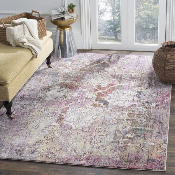 Safavieh 7 x 7 ft. Bristol Square Power Loomed Rug Pink & Grey - BTL487U-7SQ