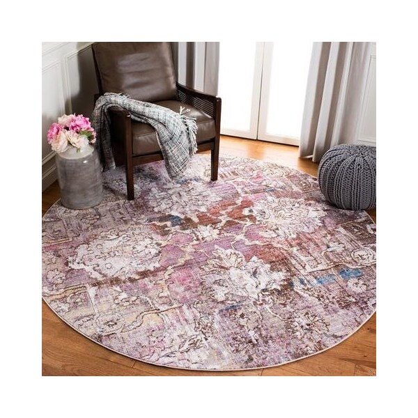 Safavieh 7 x 7 ft. Bristol Square Power Loomed Rug Pink & Grey - BTL487U-7SQ