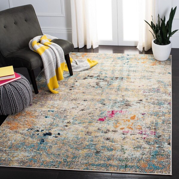 Safavieh Madison Power Loomed Square Area RugGrey & Gold 5 x 5 ft. - MAD425F-5SQ