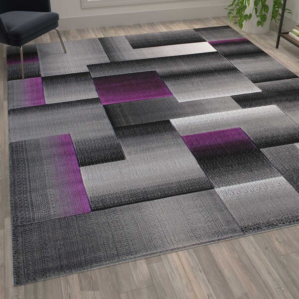 Flash Furniture Purple 8' x 10' Modern Color Blocked Area Rug - ACD-RGTRZ861-810-PU-GG