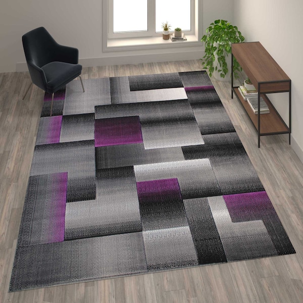 Flash Furniture Purple 8' x 10' Modern Color Blocked Area Rug - ACD-RGTRZ861-810-PU-GG