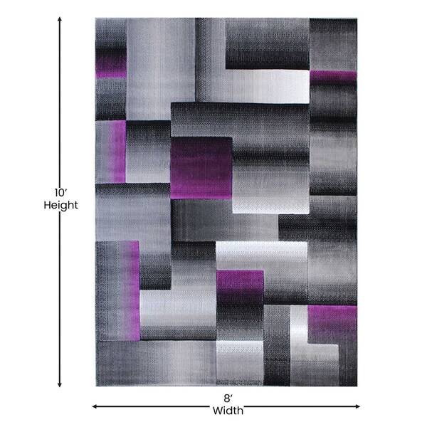 Flash Furniture Purple 8' x 10' Modern Color Blocked Area Rug - ACD-RGTRZ861-810-PU-GG