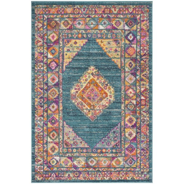 Safavieh 3 x 5 ft. Madison Traditional Small Rectangular Area Rug Light Blue & Orange - MAD133A-3