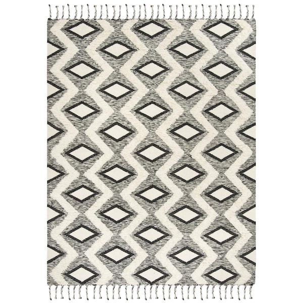 Safavieh Kenya Hand Knotted Large Rectangle RugBlack & Ivory 8 x 10 ft. - KNY908H-8