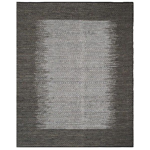 Flowers First 8 x 10 ft. Vintage Leather Hand Woven Rug, Light Grey & Grey - Large Rectangle - FL1874506
