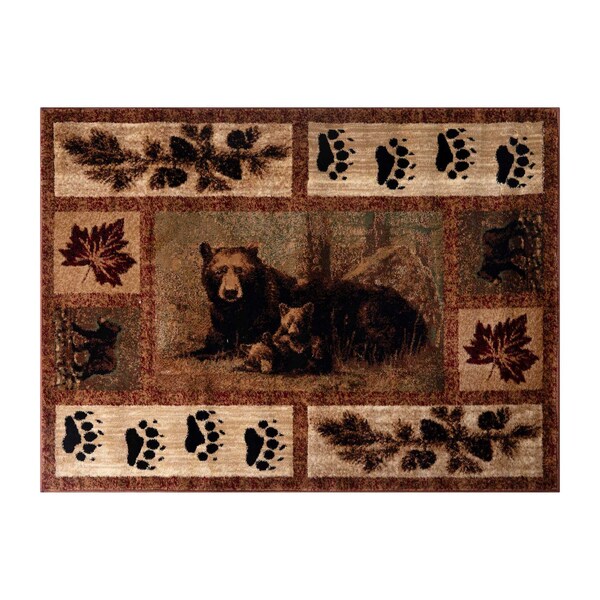Flash Furniture 2' x 3' Brown Mother Bear & Cubs Olefin Area Rug - OKR-RG1114-23-BN-GG