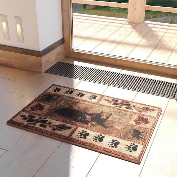 Flash Furniture 2' x 3' Brown Mother Bear & Cubs Olefin Area Rug - OKR-RG1114-23-BN-GG