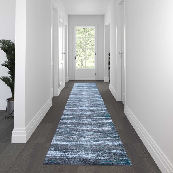 Flash Furniture 3' x 16' Turquoise Distressed Olefin Area Rug - OKR-RG1102-316-TQ-GG