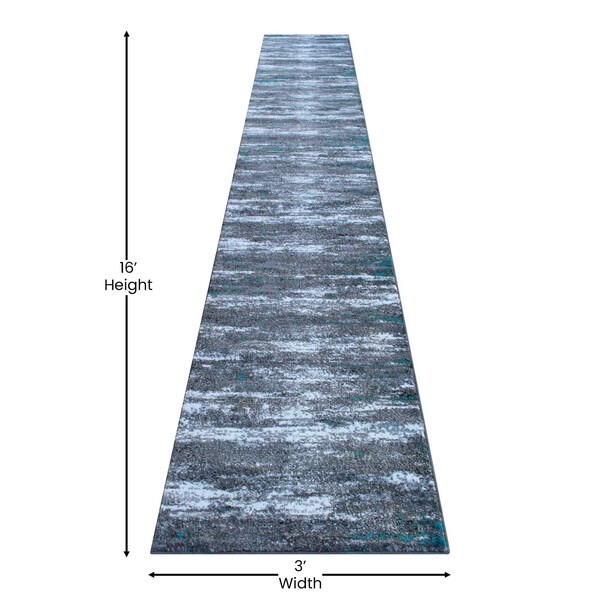 Flash Furniture 3' x 16' Turquoise Distressed Olefin Area Rug - OKR-RG1102-316-TQ-GG