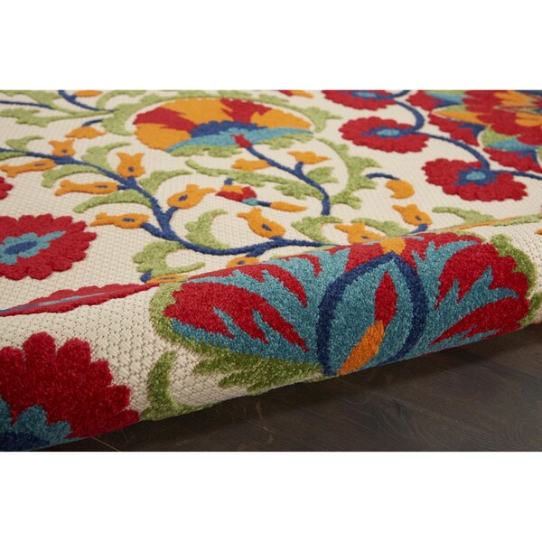 Homeroots 2 x 10 ft. Red & Multi Color Indoor & Outdoor Runner Rug - 384992