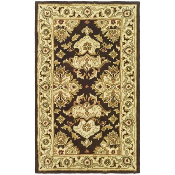 Safavieh 3 x 5 ft. Small Rectangle- Traditional Heritage Espresso And Ivory Hand Tufted Rug - HG817B-3