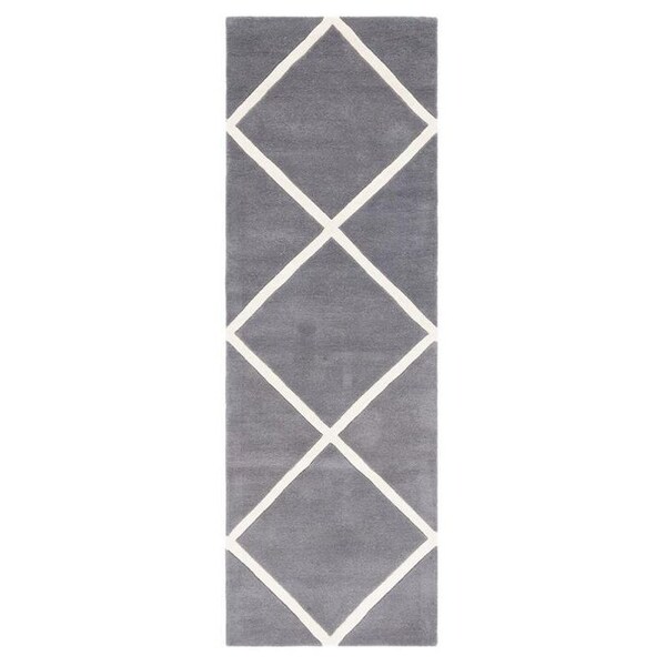 Safavieh Chatham Hand Tufted Runner Rug- Dark Grey - Ivory- 2 ft. 3 in. x 9 ft. - CHT720D-29