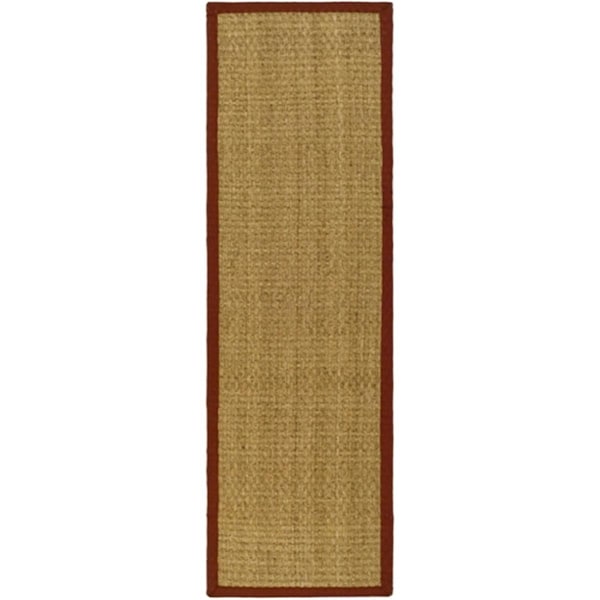 Safavieh Natural Fiber 2.5 ft. x 8 ft. Power Loomed Runner Rug - Natural-Red - NF114D-28
