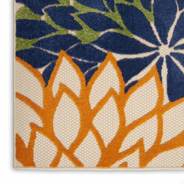 Homeroots 2 x 12 ft. Multi Color Floral Indoor & Outdoor Runner Rug - 384626