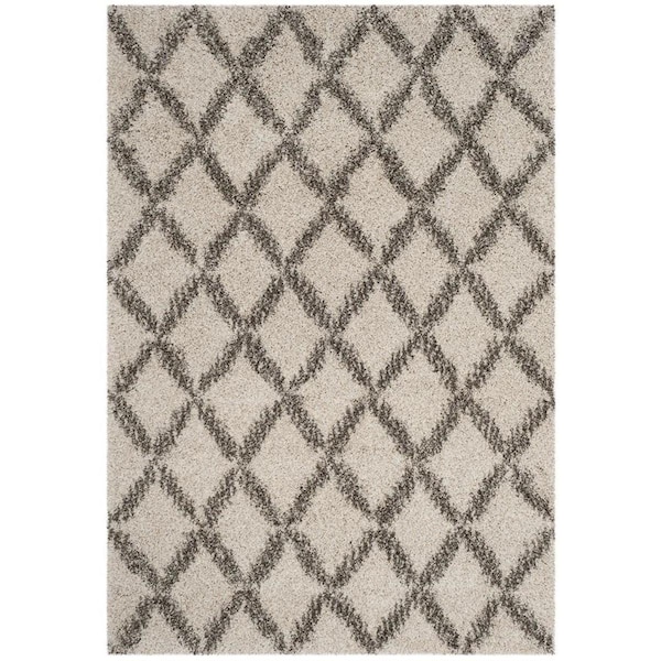 Safavieh Hudson Shag 300 Power Loomed Rectangle Rug; Ivory & Grey - 5 ft.-1 in. x 7 ft.-6 in. - SGH333A-5