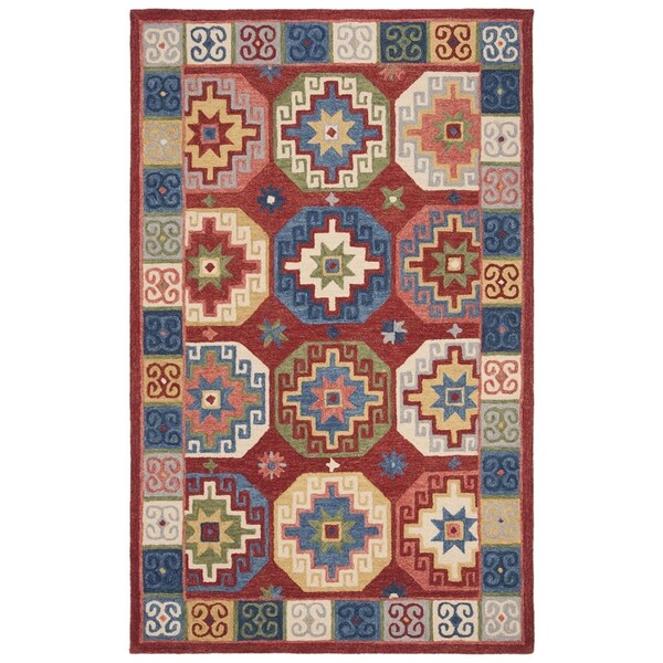 Safavieh Aspen Global Rectangle Hand Hooked Rugs, Red & Blue - 2 ft.-3 in. x 7 ft. - APN802Q-27