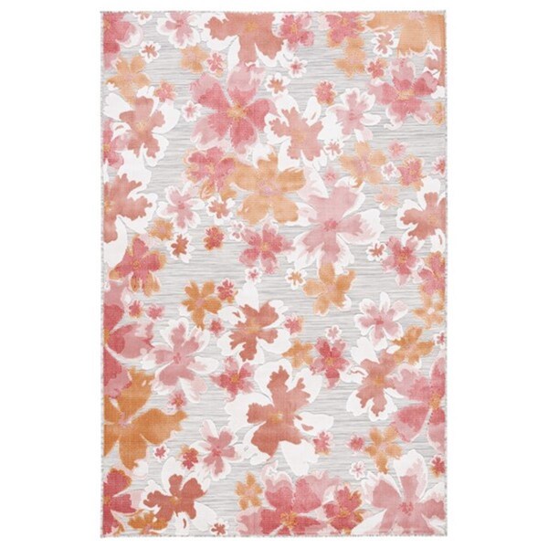 Safavieh 9 x 12 ft. Cabana Coastal Power Loomed Rectangle Rug Grey & Rose - CBN488U-9