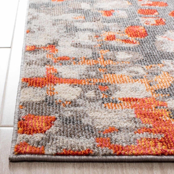 Safavieh Madison 400 Power Loomed Square Area Rug Grey & Orange - 6 ft.-7 in. x 6 ft.-7 in. - MAD425H-7SQ