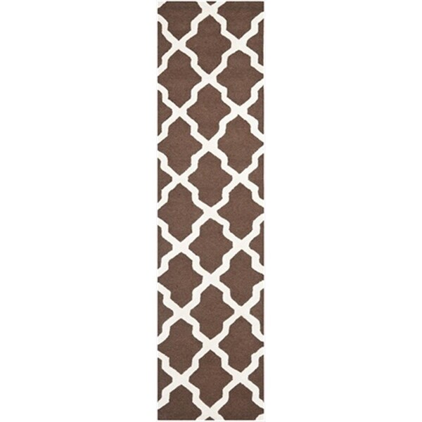 Safavieh 2 ft.-6 in. x 6 ft. Runner Transitional Cambridge- Dark Brown and Ivory Hand Tufted Rug - CAM121H-26