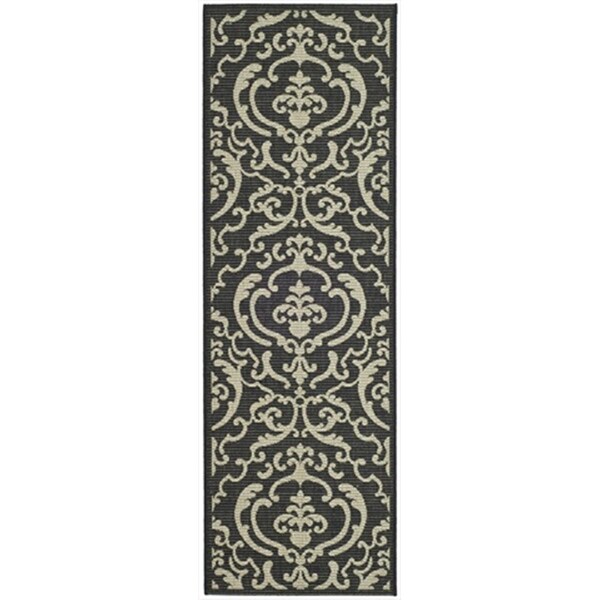 Safavieh 2 Ft. - 4 In. X 6 Ft. - 7 In. Runner, Indoor - Outdoor Courtyard Sand And Black Machine Made Rug - CY2663-3908-27