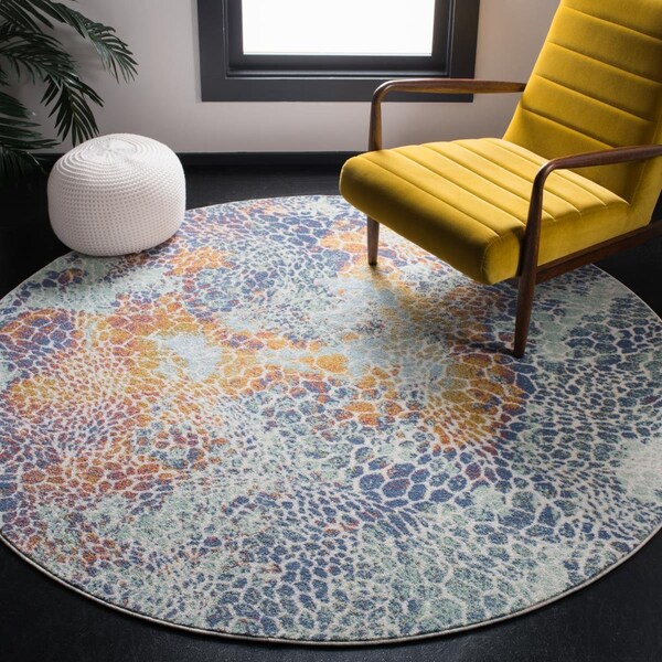 Safavieh 6 ft. 7 in. x 6 ft. 7 in. Prism Round Power Loomed RugCream & Blue - PSM531A-7R