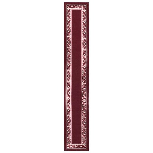 Madison Industries Madison Industries FLO-20X120-BU 20 x 120 in. Floral Border Extra Long Rectangle Runner Rug - Burgundy - FLO-20X120-BU
