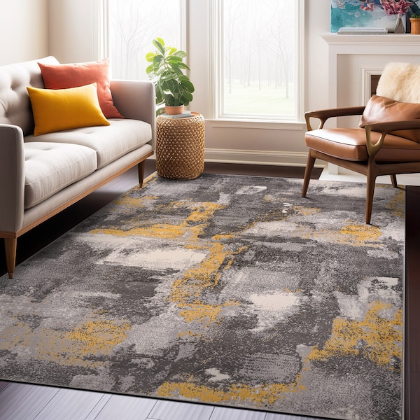 World Rug Gallery Brighton Modern Abstract Area Rug 3' 3'' X 5' Yellow - 4056YELLOW3X5