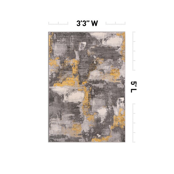 World Rug Gallery Brighton Modern Abstract Area Rug 3' 3'' X 5' Yellow - 4056YELLOW3X5