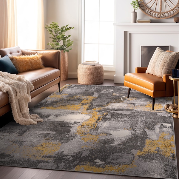 World Rug Gallery Brighton Modern Abstract Area Rug 3' 3'' X 5' Yellow - 4056YELLOW3X5