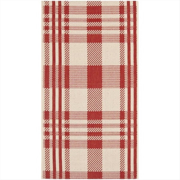 Safavieh 2 Ft. X 3 Ft. -7 In. Accent Indoor-Outdoor Courtyard- Red And Bone- Machine Made Rug - CY6201-238-2