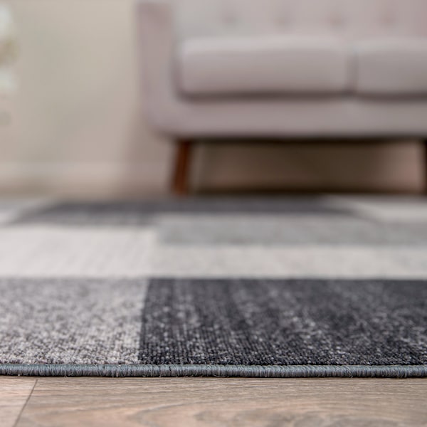World Rug Gallery Contemporary Modern Geometric Boxes Design Non-Slip Area Rug 5'3'' x 7'3'' Gray - 506GRAY5X7
