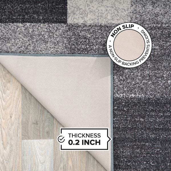 World Rug Gallery Contemporary Modern Geometric Boxes Design Non-Slip Area Rug 5'3'' x 7'3'' Gray - 506GRAY5X7
