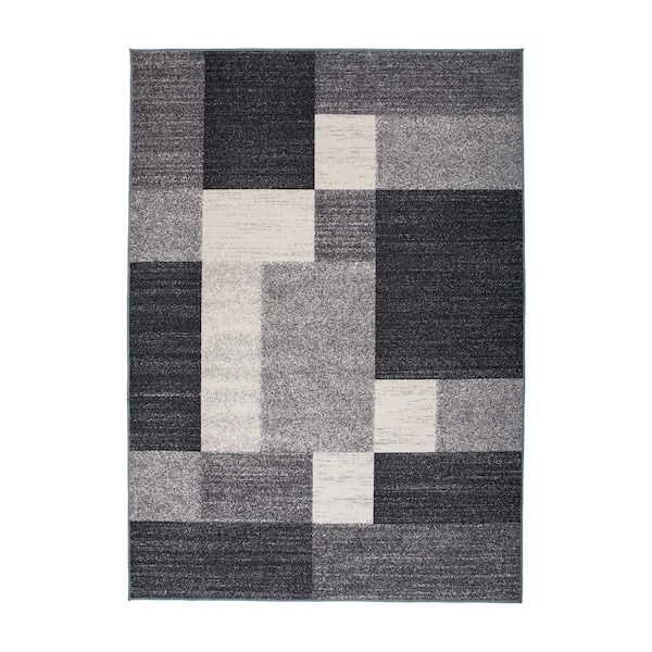 World Rug Gallery Contemporary Modern Geometric Boxes Design Non-Slip Area Rug 5'3'' x 7'3'' Gray - 506GRAY5X7