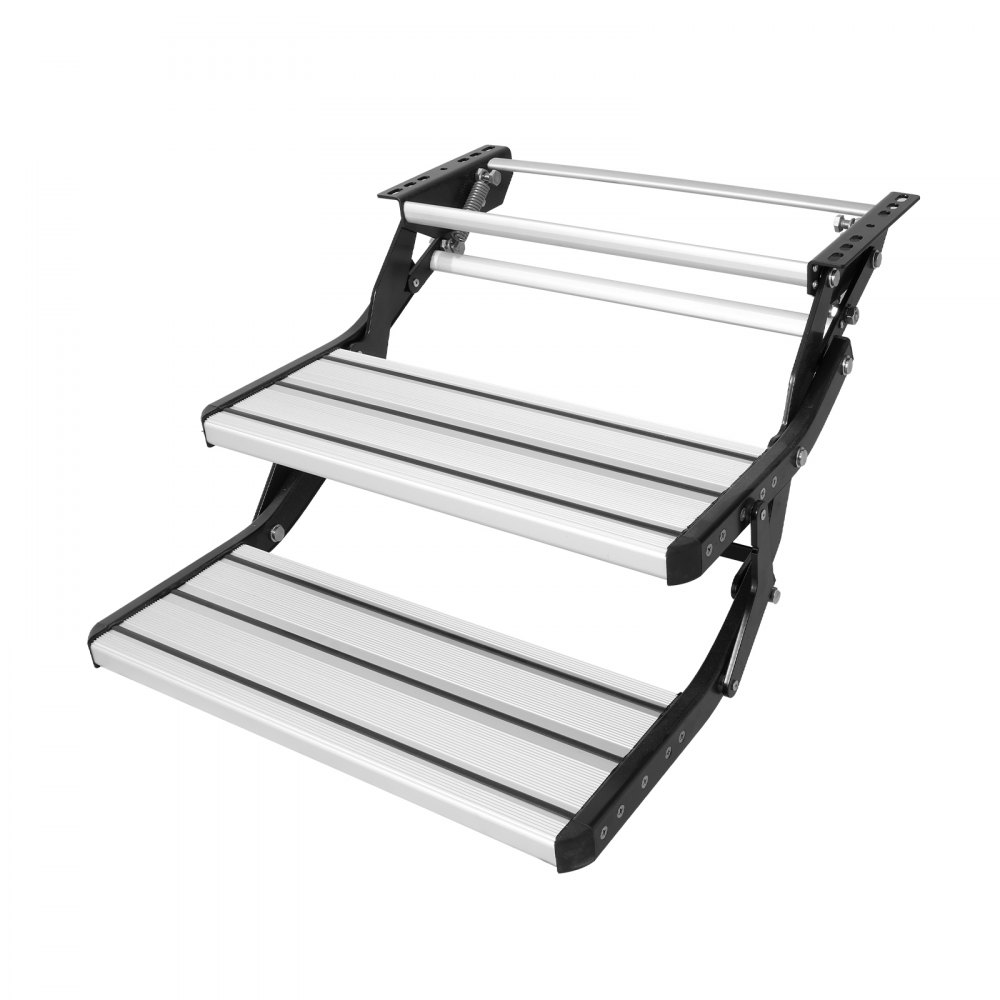 VEVOR RV Steps, 2-Step, Manual Retractable RV Stairs, Foldable, 440 LBS Load Capacity, Aluminum Alloy Steps, Thickened Steel Plate, Non-Slip Steps for Safe Entry and Exit, RV, Trailer, Camper Steps - FCBTZDKZDKSDNVHFTV0