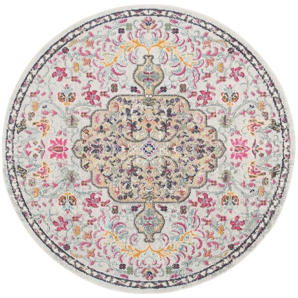 Safavieh 8 x 8 ft. Madison 400 Power Loomed Round Area Rug; Grey & Gold - MAD447G-8R