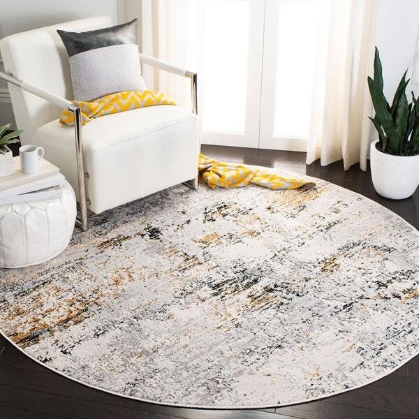 Safavieh 3 x 5 ft. Amalfi 500 Power Loomed Rectangle RugCreme & Gold - AMF572A-3