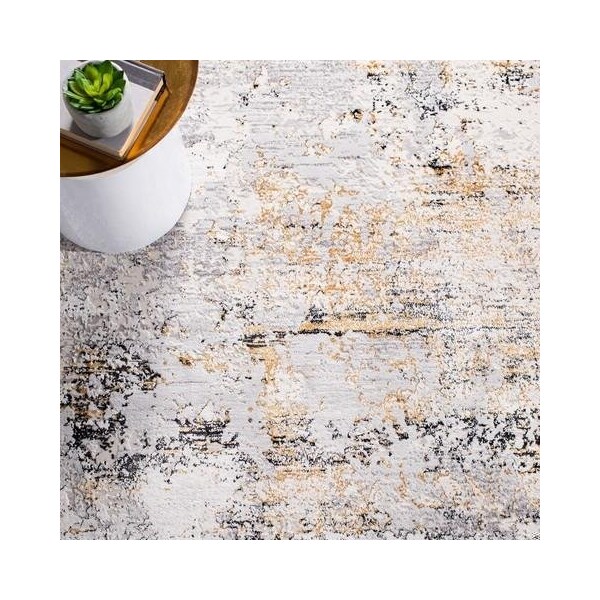 Safavieh 3 x 5 ft. Amalfi 500 Power Loomed Rectangle RugCreme & Gold - AMF572A-3