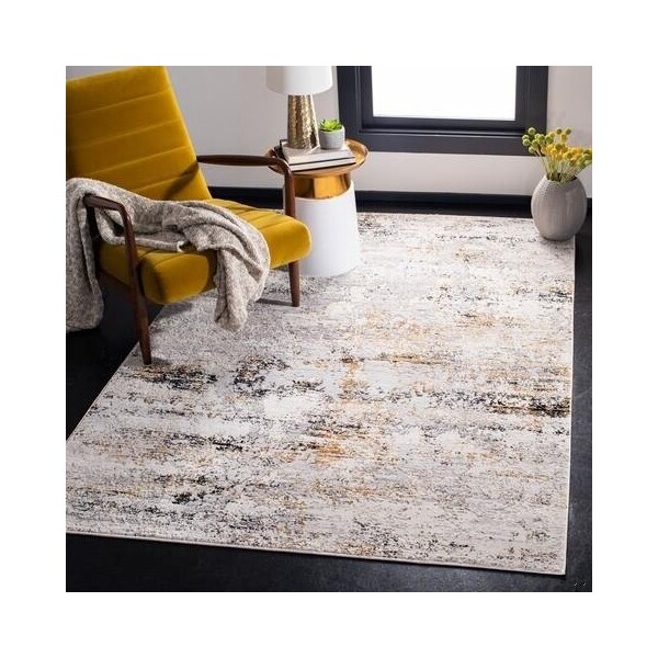 Safavieh 3 x 5 ft. Amalfi 500 Power Loomed Rectangle RugCreme & Gold - AMF572A-3