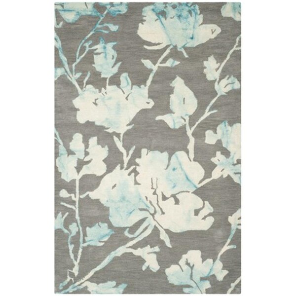 Safavieh Dip Dyed Hand Tufted Rectangle Rug- Grey - Turquoise- 2 ft. 3 in. x 10 ft. - DDY716L-210