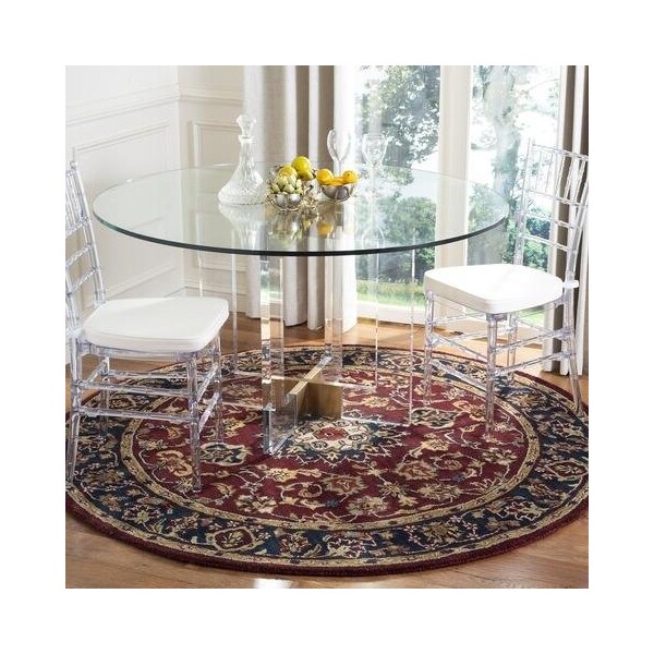 Safavieh 6 Ft. x 6 Ft. Round- Traditional Classic Burgundy And Navy Hand Tufted Rug - CL362A-6R