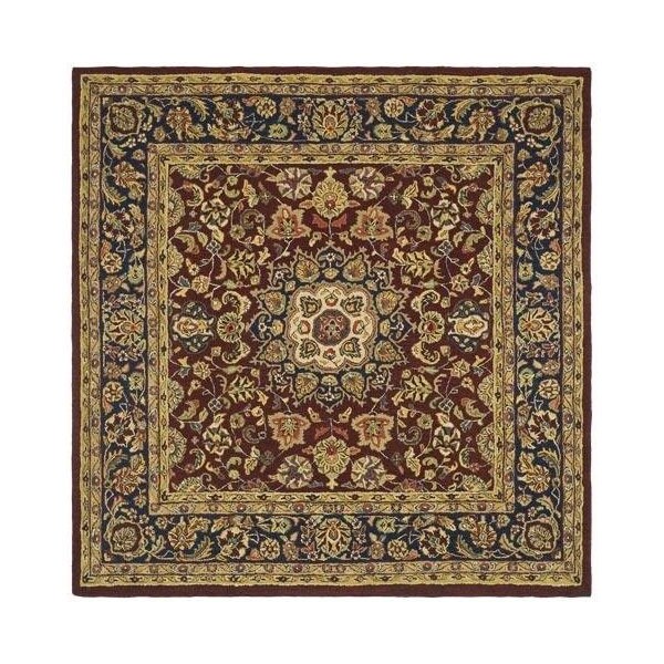 Safavieh 6 Ft. x 6 Ft. Round- Traditional Classic Burgundy And Navy Hand Tufted Rug - CL362A-6R