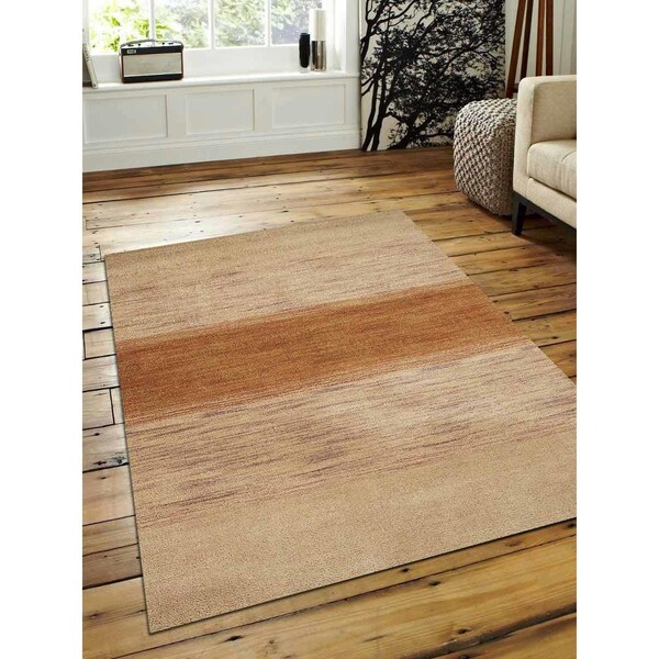 Jensendistributionservices 6 x 9 ft. Hand Knotted Gabbeh Wool Contemporary Rectangle Area Rug, Beige - MI1559089