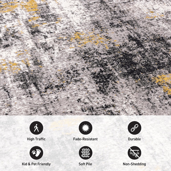 World Rug Gallery Adare Contemporary Abstract Runner Rug 2'x7' Yellow - 977YELLOW2X7