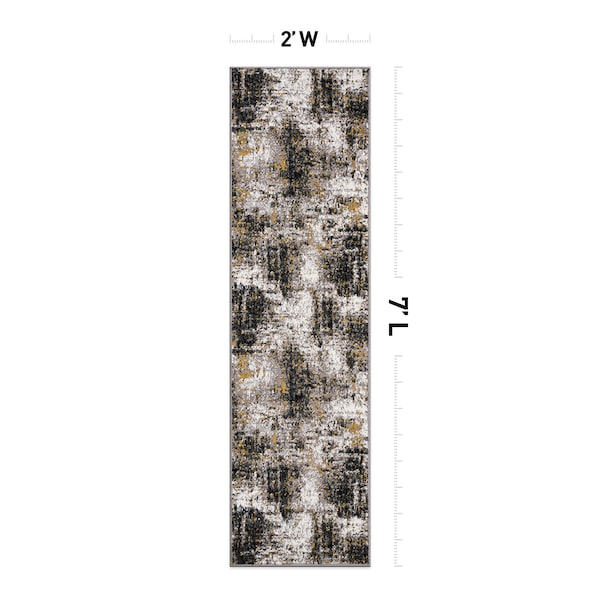 World Rug Gallery Adare Contemporary Abstract Runner Rug 2'x7' Yellow - 977YELLOW2X7